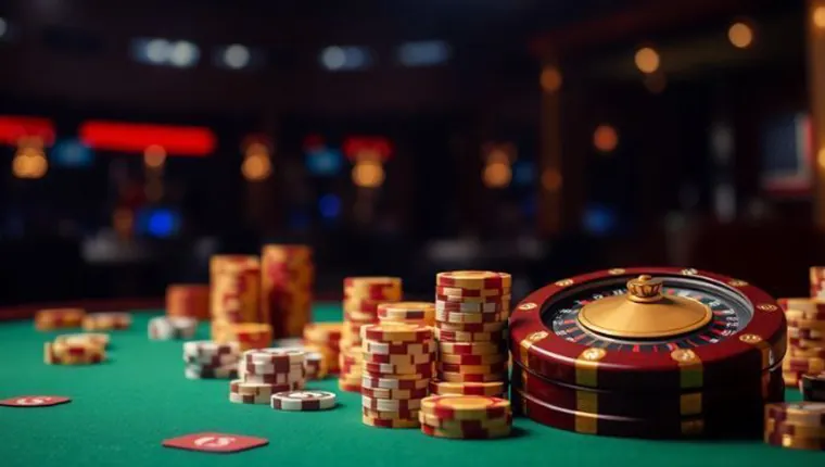 A person happily playing a vibrant slot machine at 8K8 Casino
